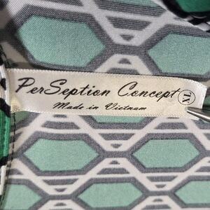 Women's Perseption Concept XL Sleeveless Green White Black Blouse